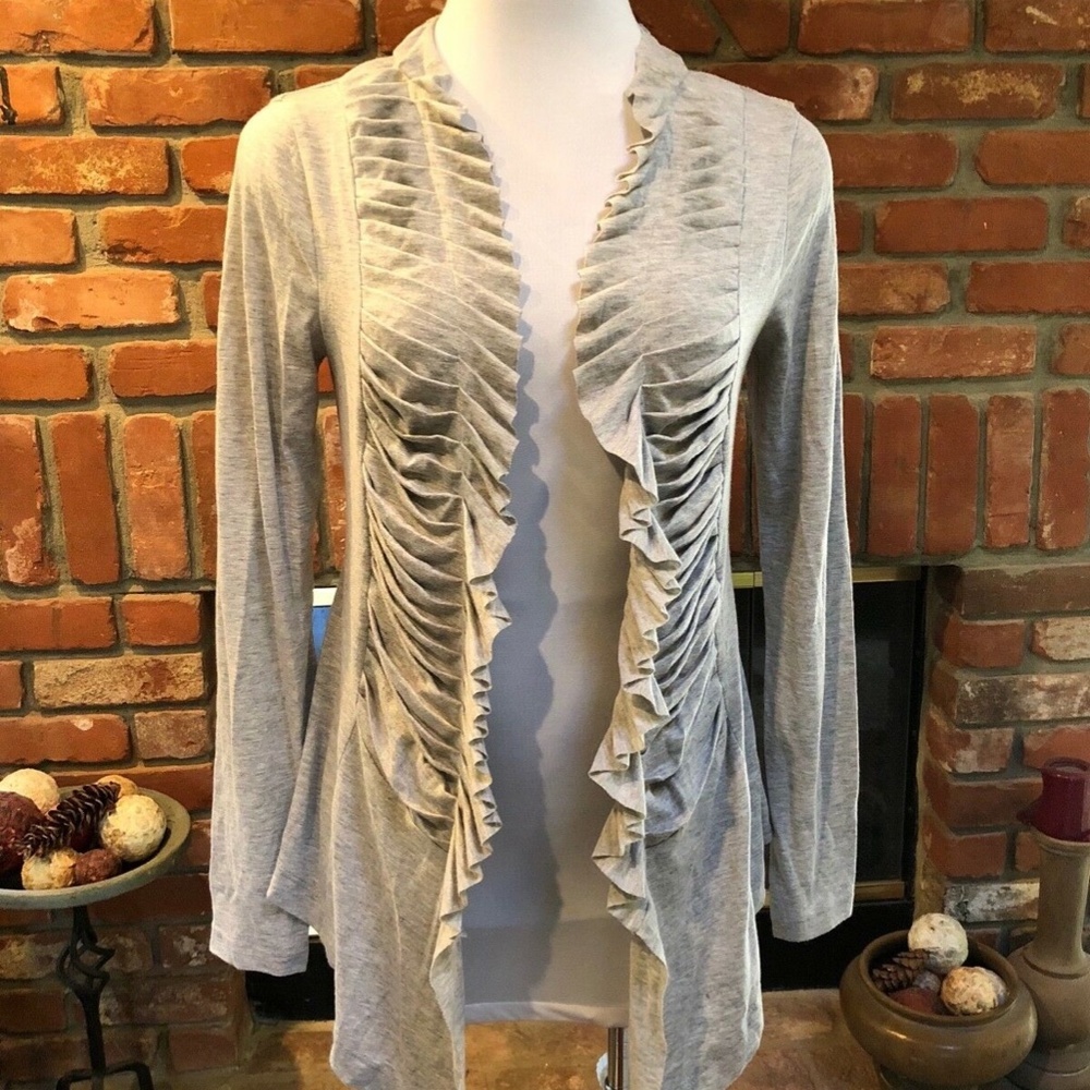 GRASS Collection Light Gray Ruffle Draping Jacket - Picture 9 of 10